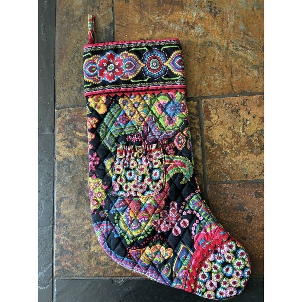 Vera Bradley Christmas Stocking Symphony In Hue Pink Floral Paisley Retired